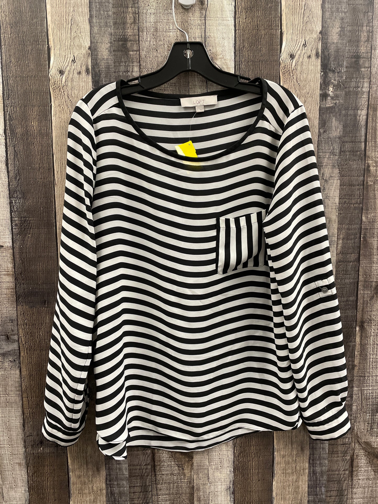 Top Long Sleeve By Loft In Black & White, Size: M