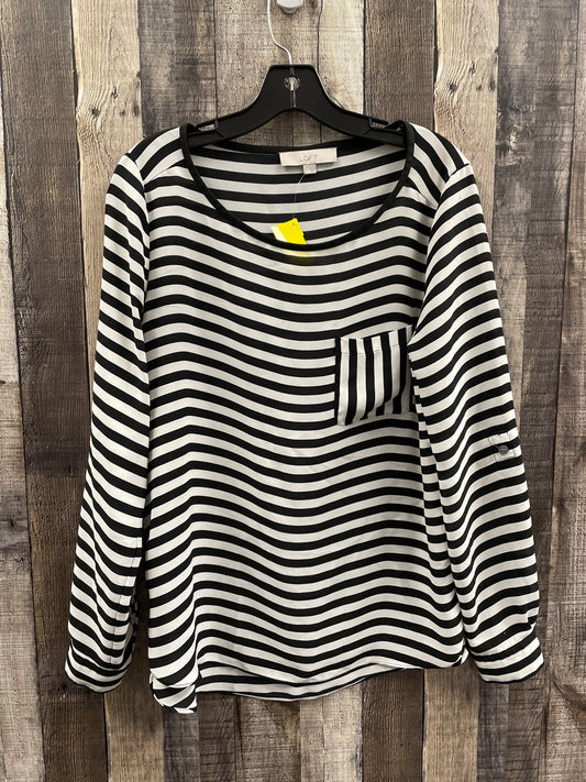 Top Long Sleeve By Loft In Black & White, Size: M