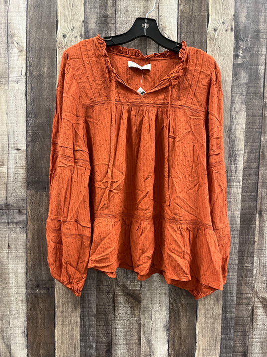 Top Long Sleeve By Loft In Orange, Size: 2x