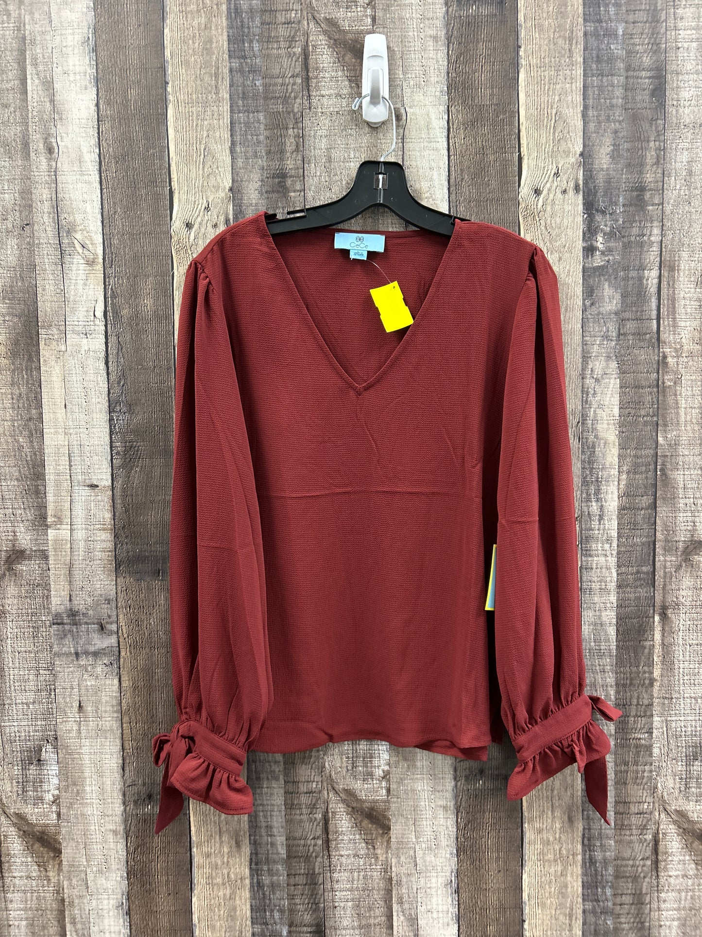 Top Long Sleeve By Cece In Red, Size: L