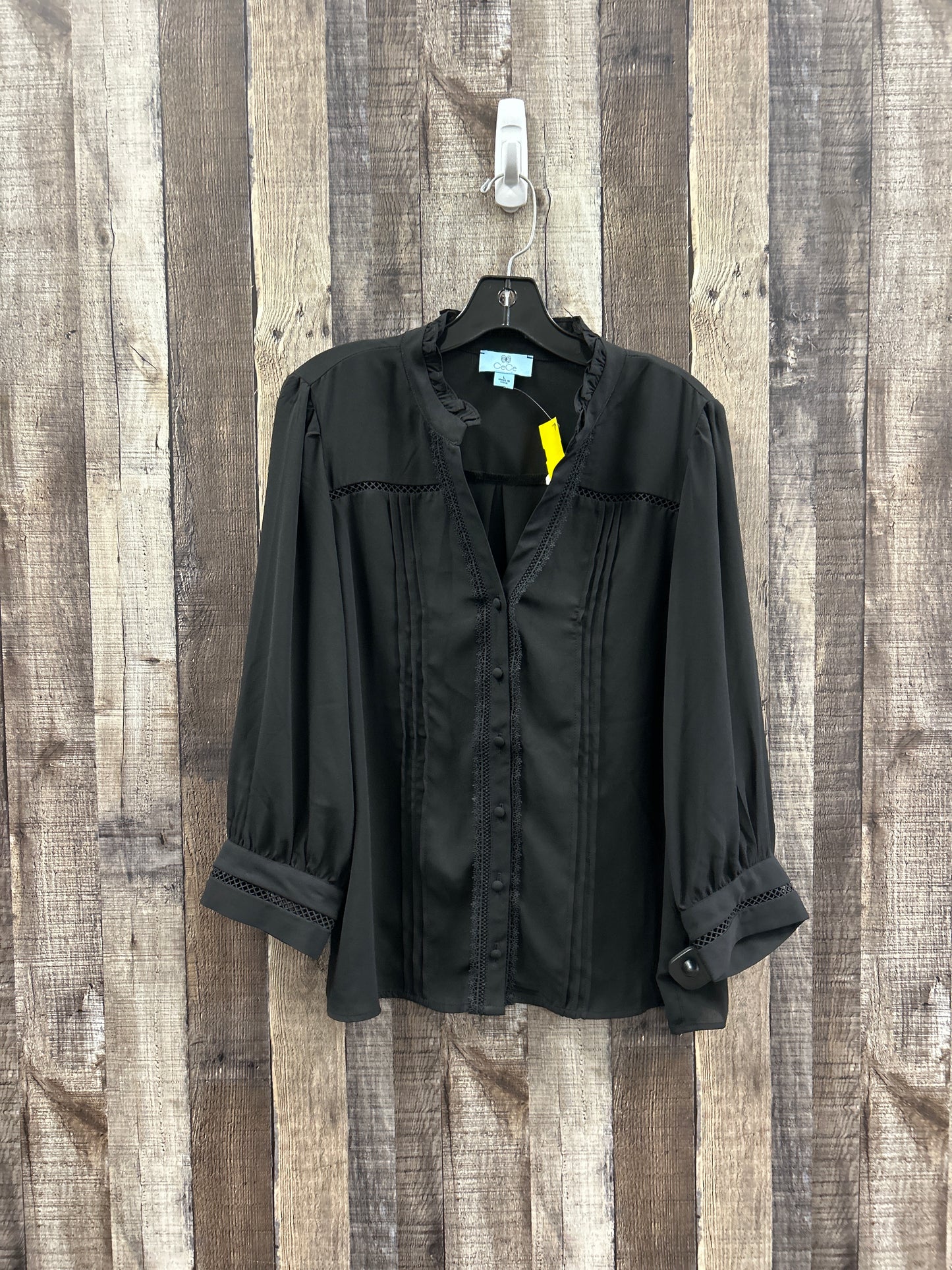 Top Long Sleeve By Cece In Black, Size: L