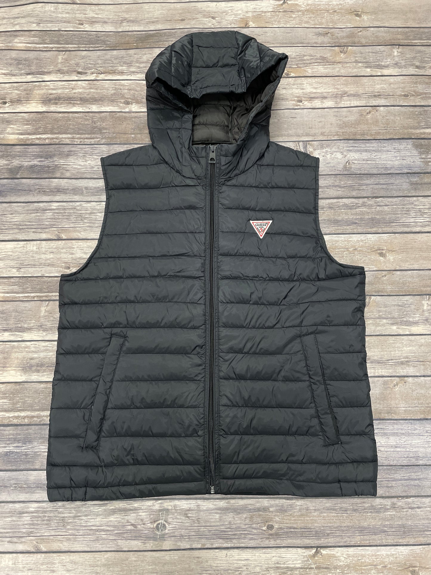 Vest Puffer & Quilted By Guess In Black, Size: L