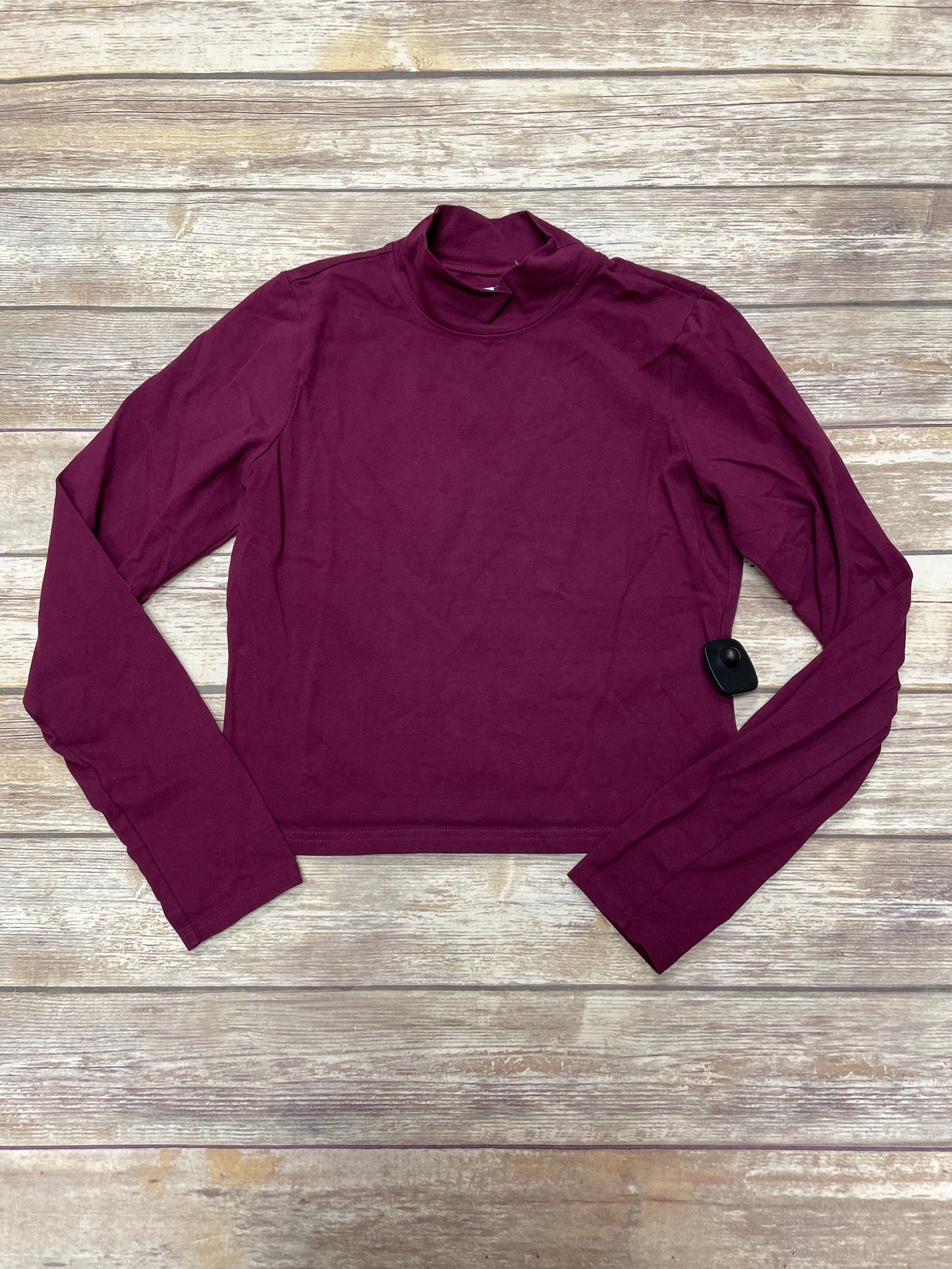 Athletic Top Long Sleeve Collar By The North Face In Maroon, Size: L