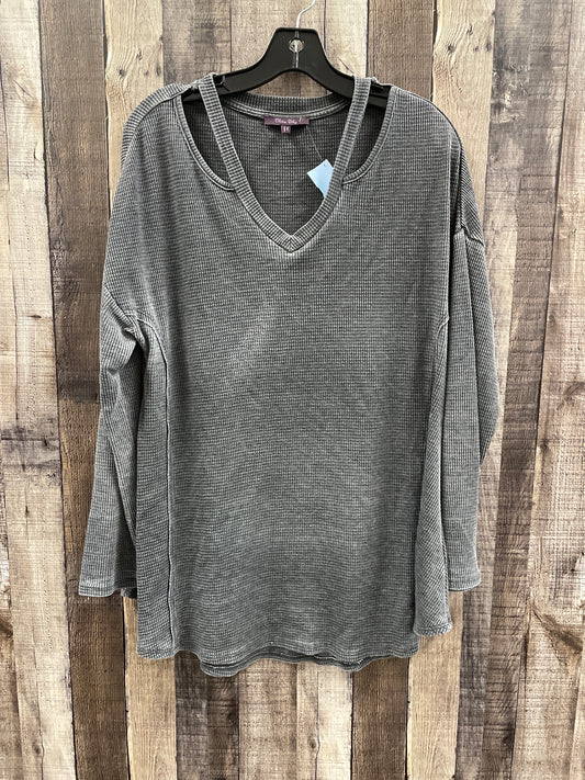 Top Long Sleeve By Olivia Sky In Grey, Size: L