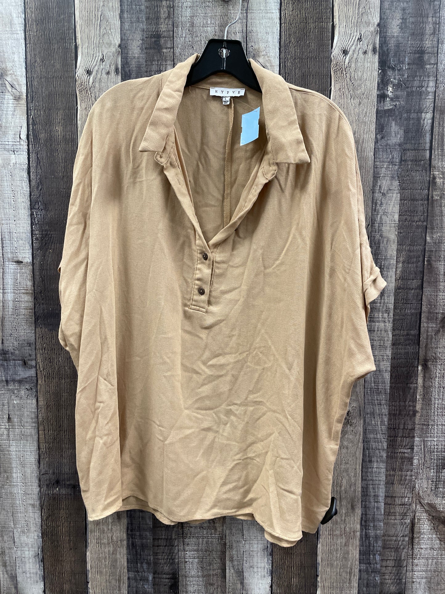 Top Short Sleeve By Hyfve In Brown, Size: L