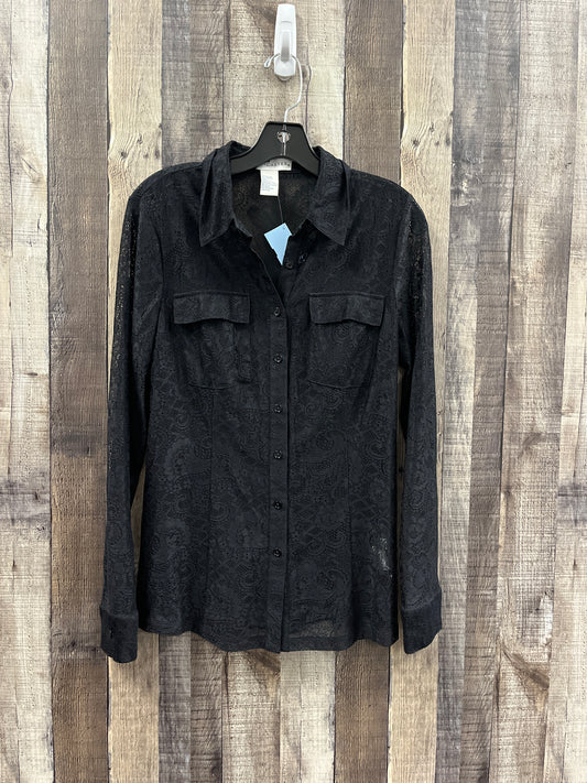 Top Long Sleeve By Doncaster In Black, Size: M