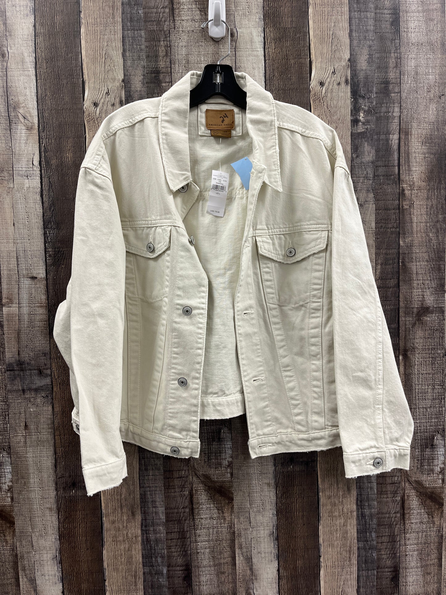 Jacket Denim By American Eagle In Ivory, Size: L