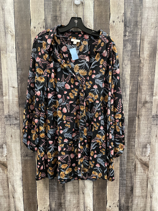 Tunic Long Sleeve By Style And Company In Floral Print, Size: Xl