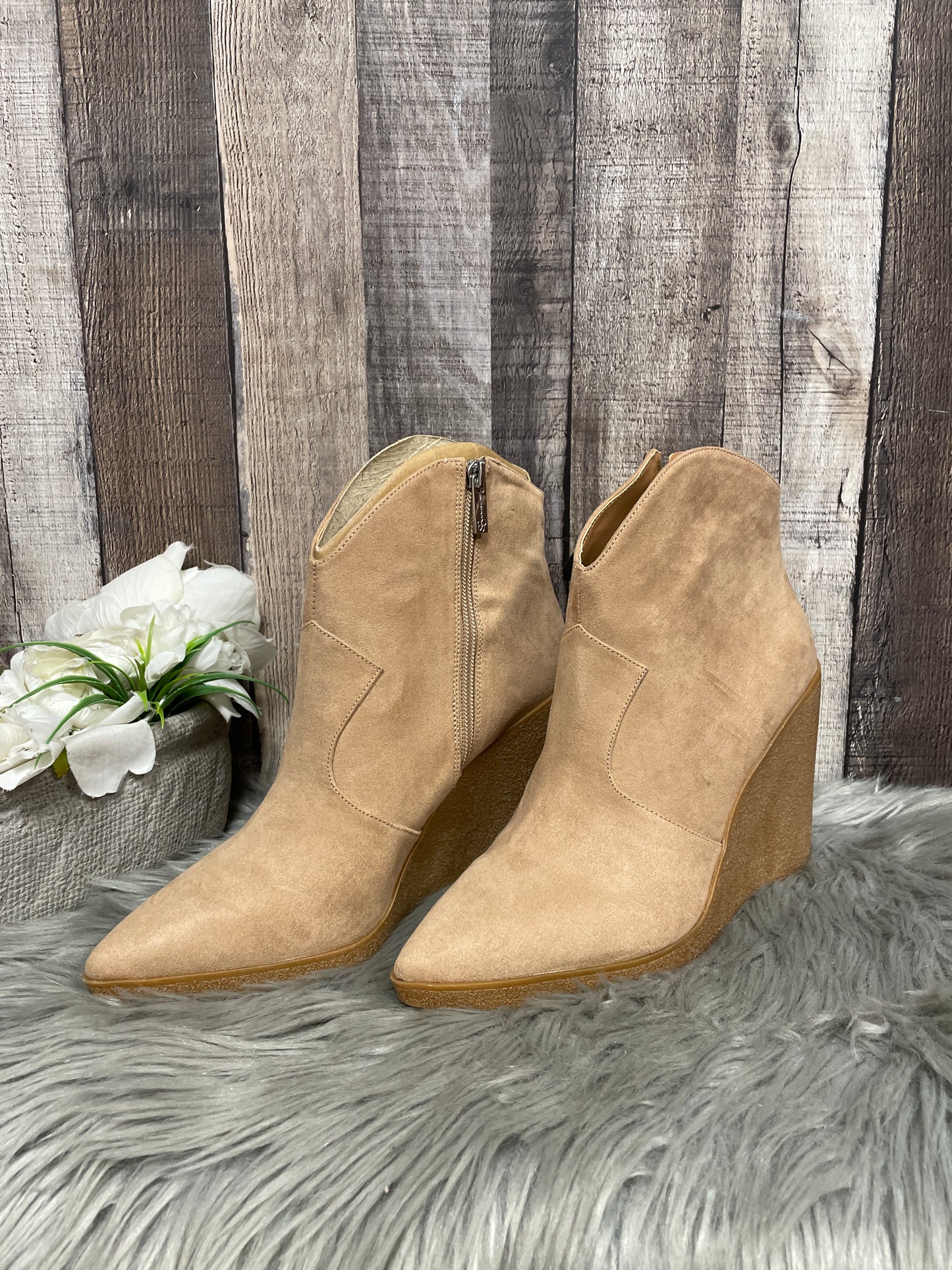 Boots Ankle Heels By Jessica Simpson In Tan, Size: 10