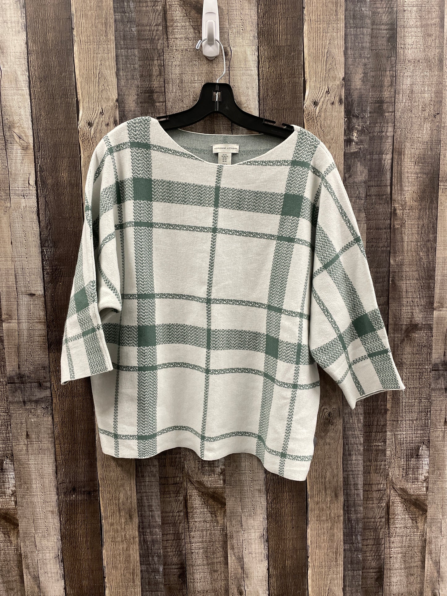 Sweater By Adrienne Vittadini In Plaid Pattern, Size: Xl