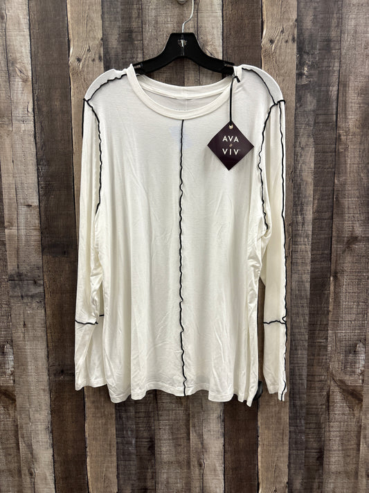 Top Long Sleeve By Ava & Viv In White, Size: 1x