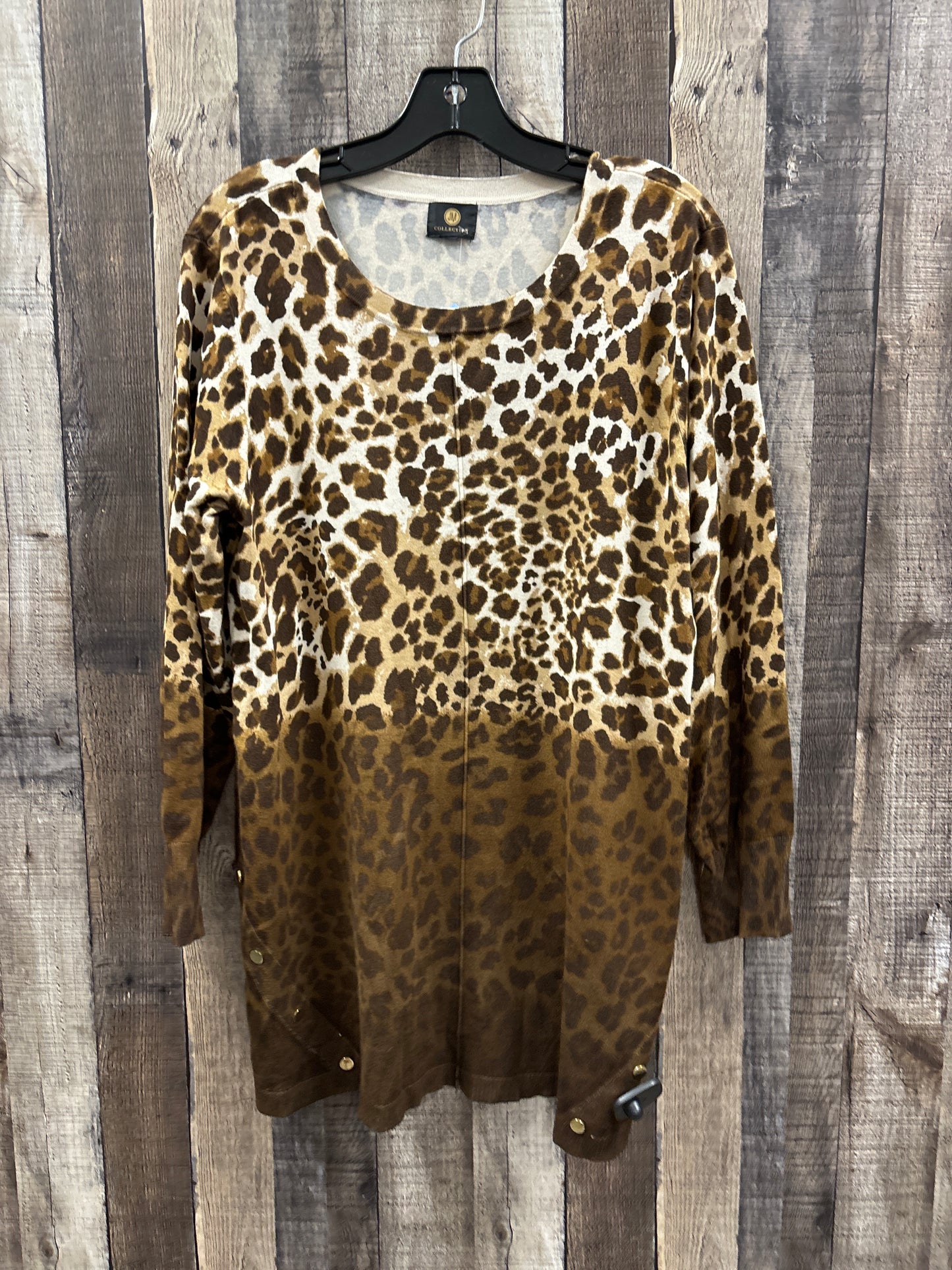 Tunic Long Sleeve By Jm Collections In Animal Print, Size: L