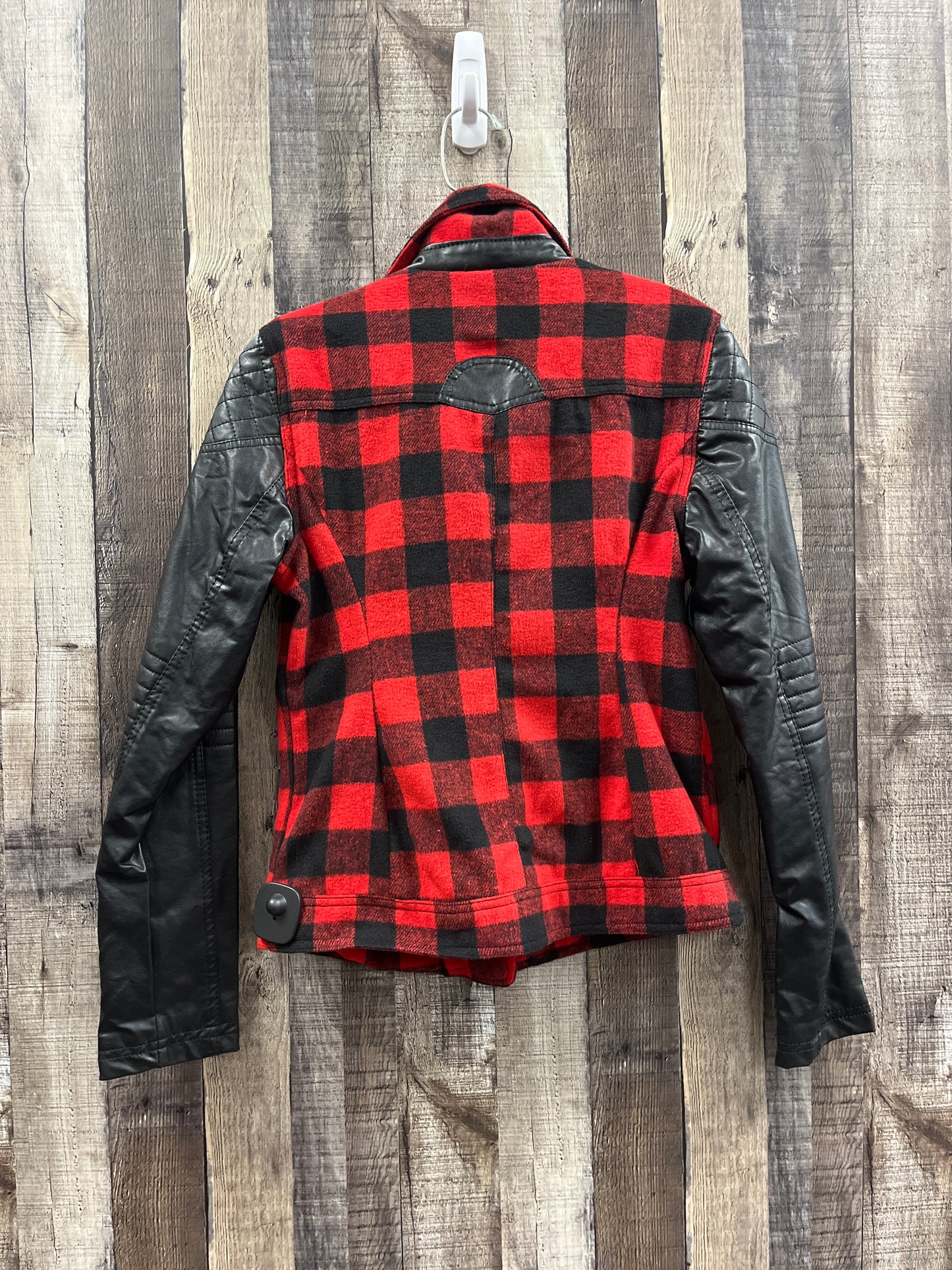 Jacket Moto By Aqua In Black & Red, Size: S