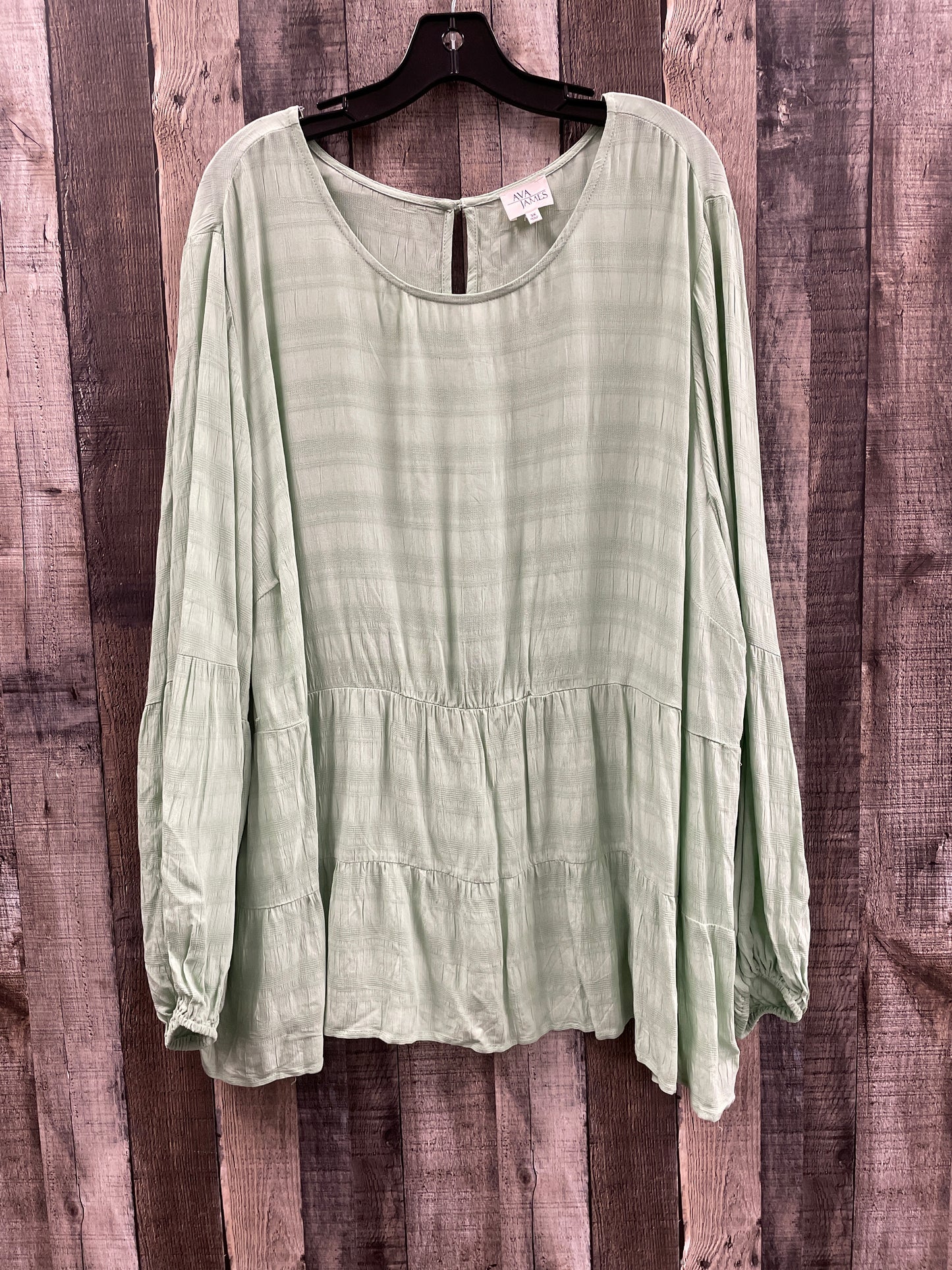 Top Long Sleeve By Ava James In Green, Size: 4x