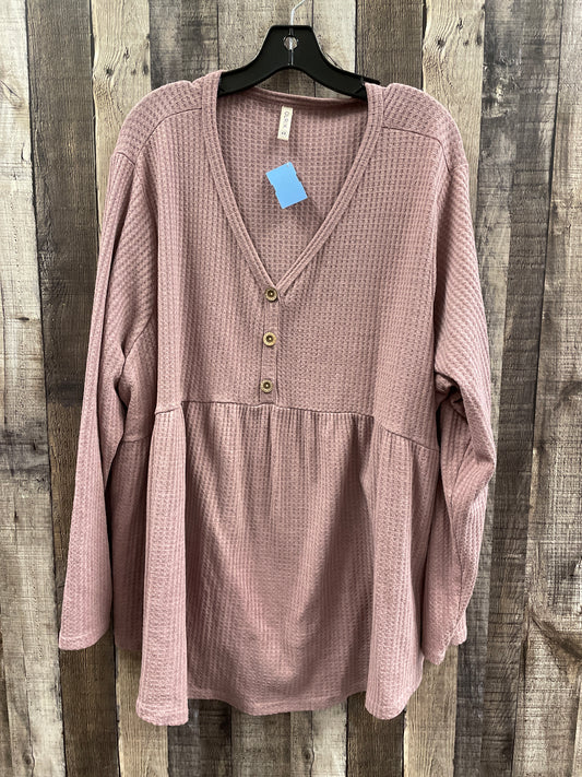 Top Long Sleeve By Cme In Mauve, Size: 4x