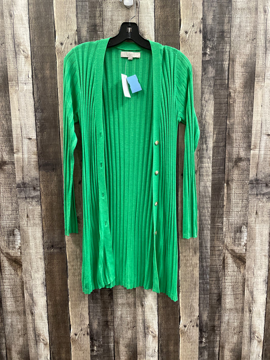 Sweater Cardigan By Loft In Green, Size: S