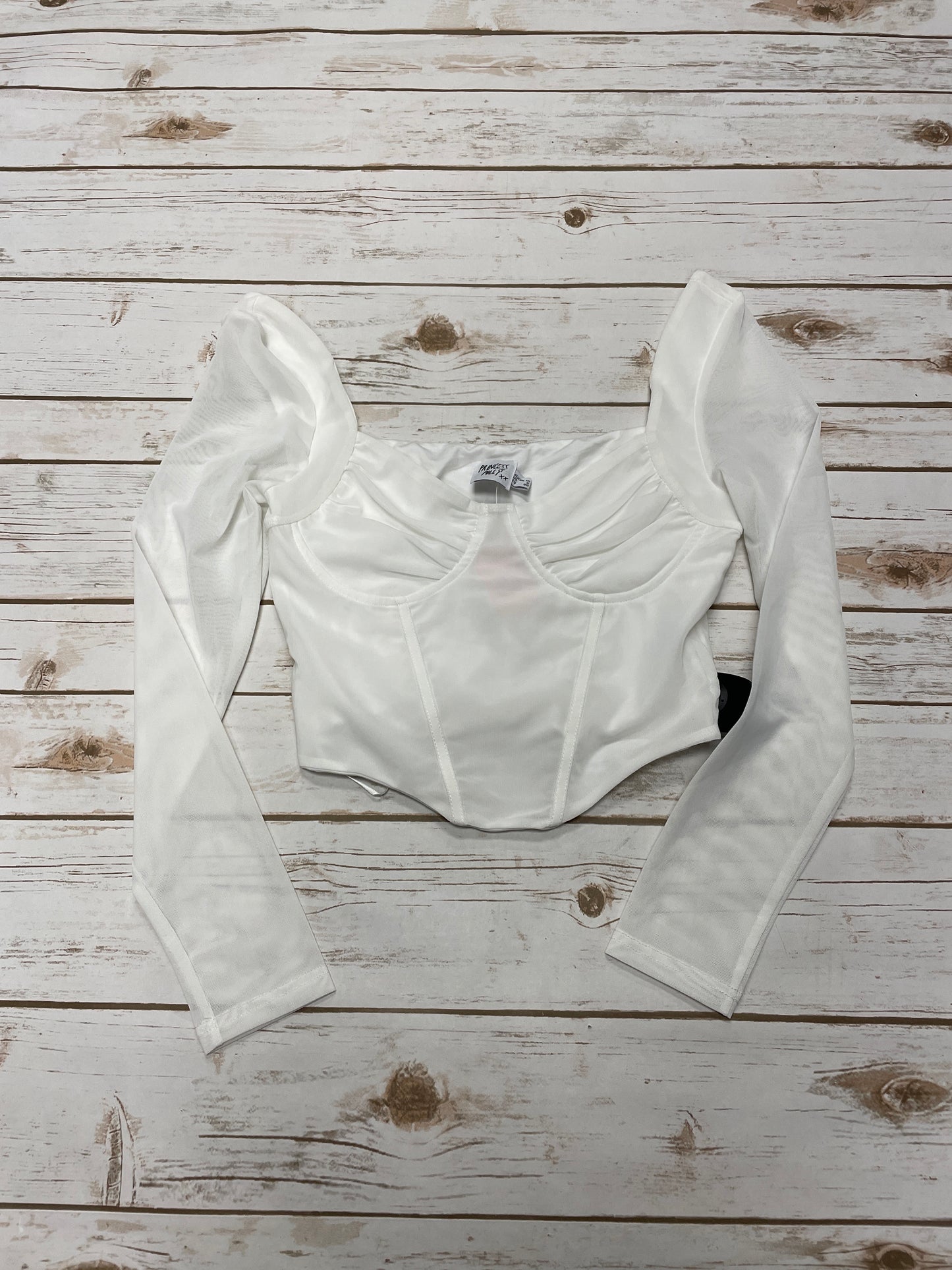 Top Long Sleeve By Cme In White, Size: S
