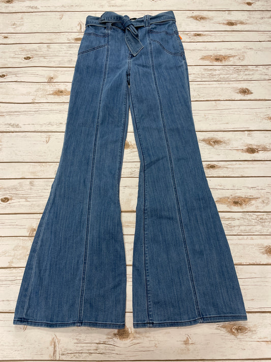 Jeans Flared By Express In Blue Red & White, Size: 0