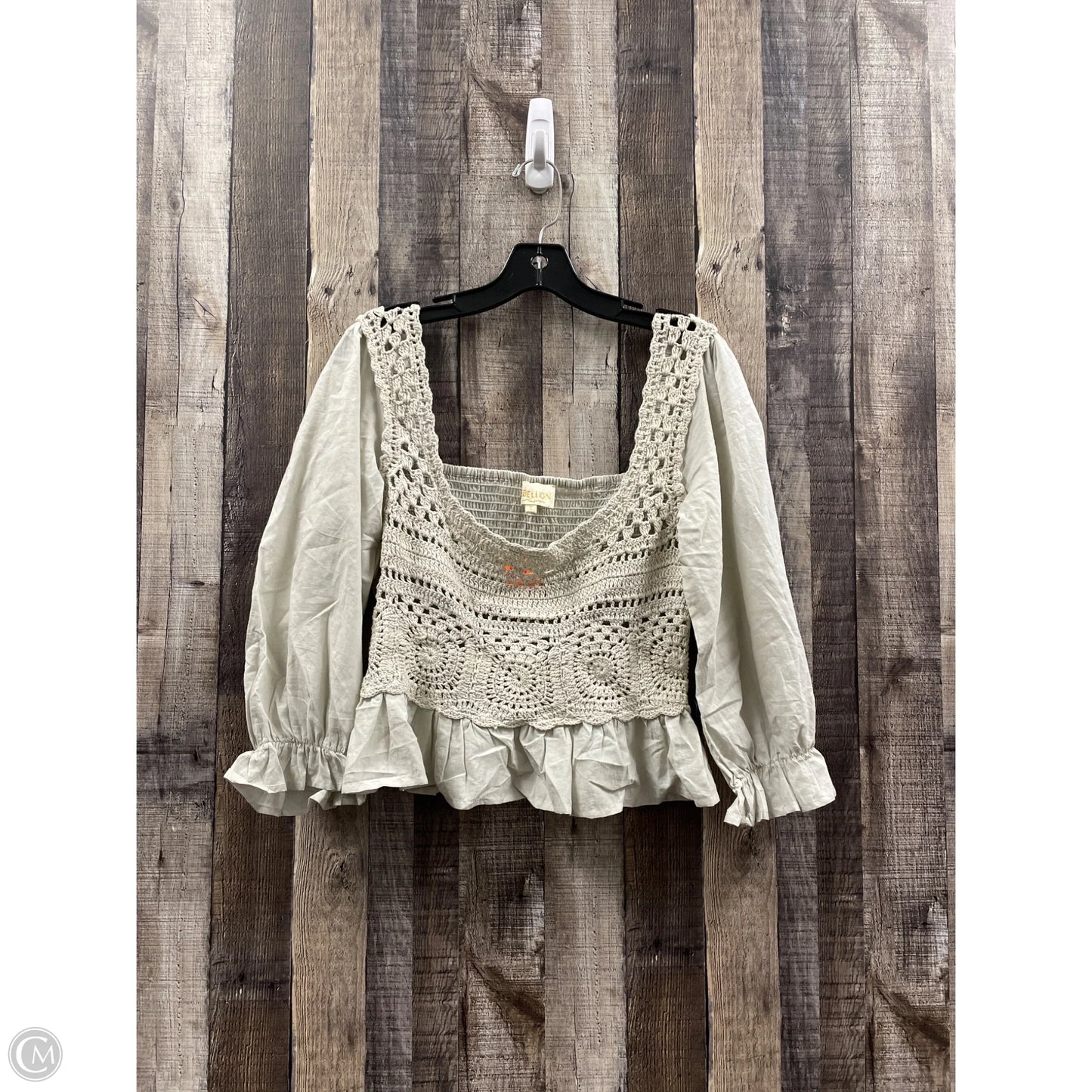 Top Long Sleeve By Cme In Grey, Size: L