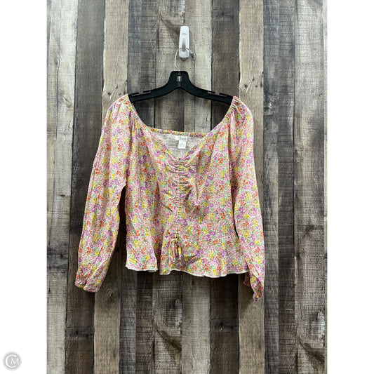 Top Long Sleeve By Japna In Floral Print, Size: L