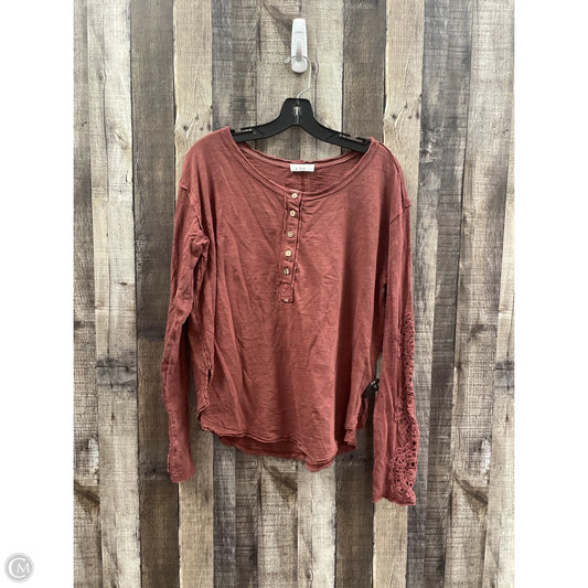 Top Long Sleeve By Cme In Maroon, Size: S