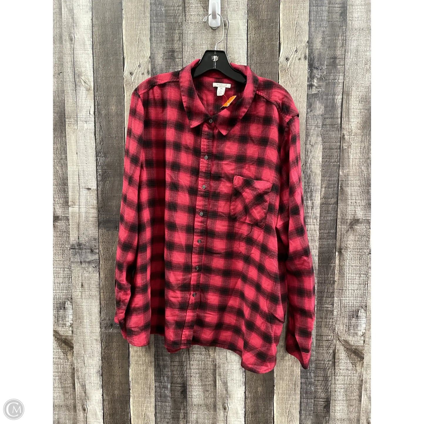 Top Long Sleeve By West Bound In Black & Red, Size: 3x