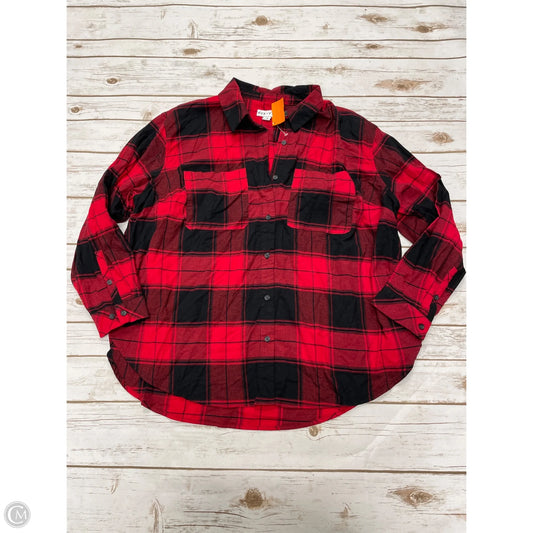 Top Long Sleeve By Ava & Viv In Black & Red, Size: 1x