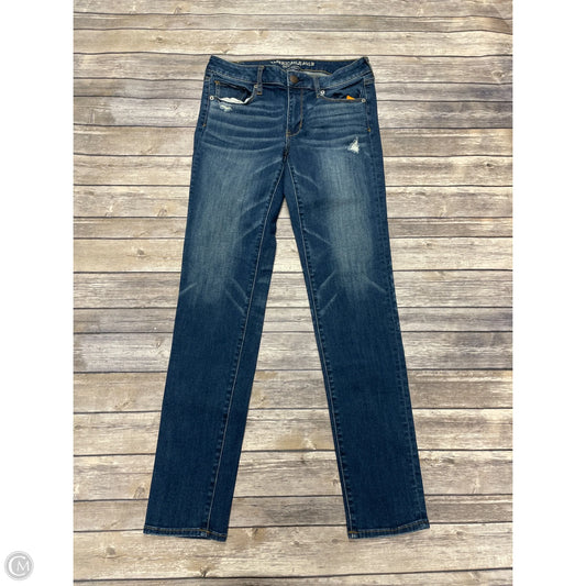 Jeans Skinny By American Eagle In Blue Denim, Size: 8l