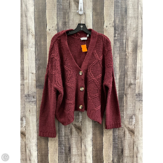 Sweater Cardigan By Cme In Maroon, Size: L
