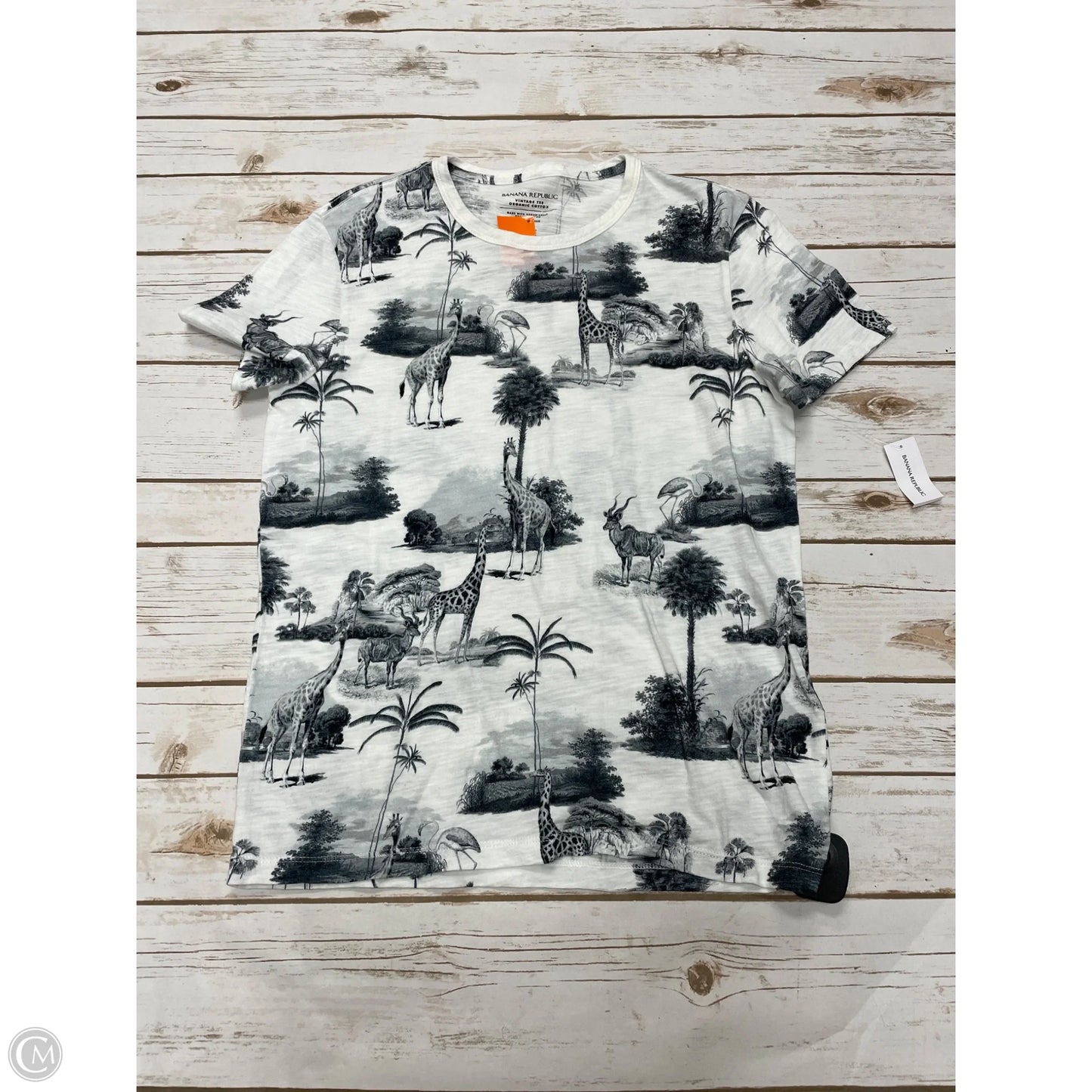 Top Short Sleeve By Banana Republic In Blue & White, Size: Xs