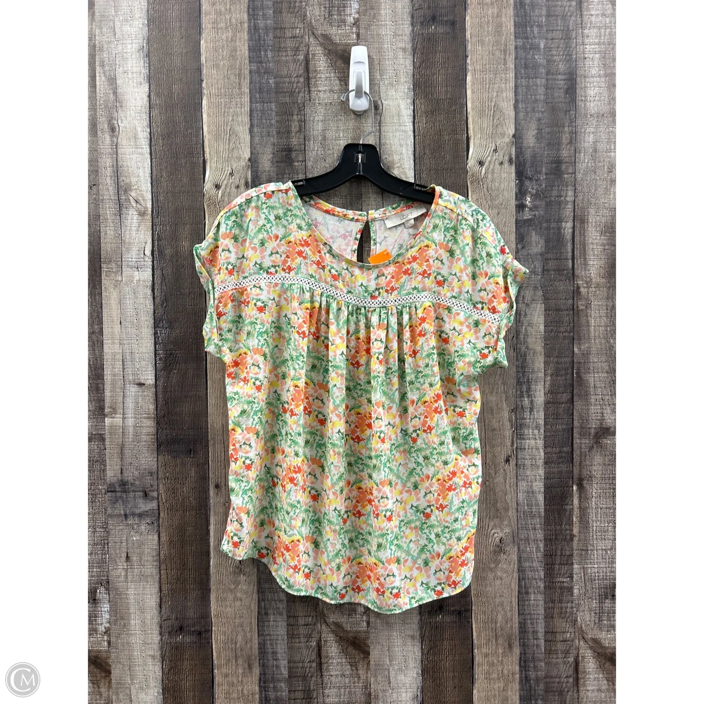 Top Short Sleeve By Loft In Floral Print, Size: S