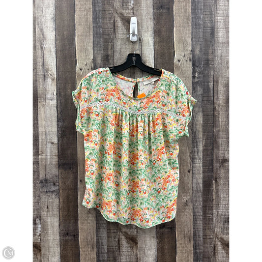Top Short Sleeve By Loft In Floral Print, Size: S