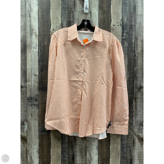 Top Long Sleeve By Cmf In Orange & White, Size: 2x