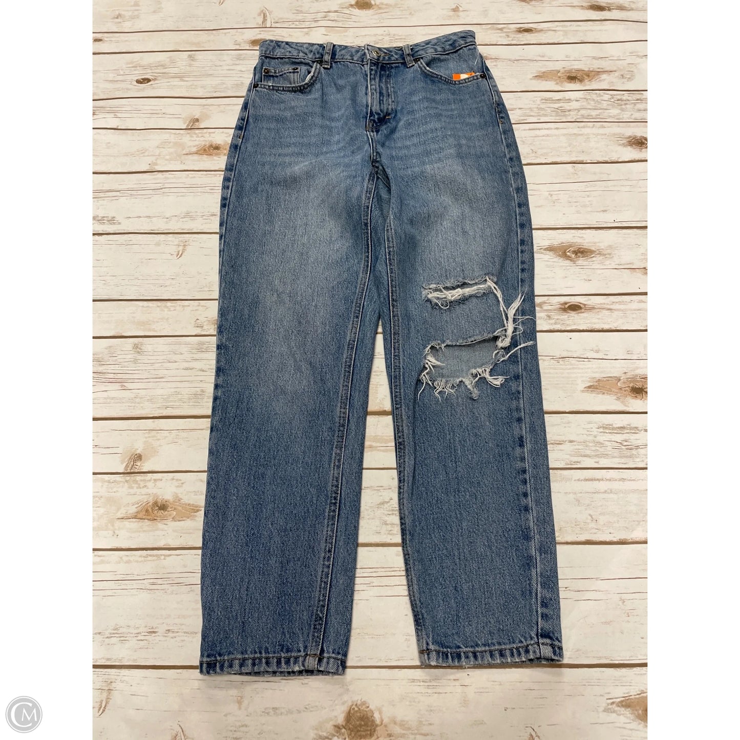 Jeans Straight By Top Shop In Blue Denim, Size: 6