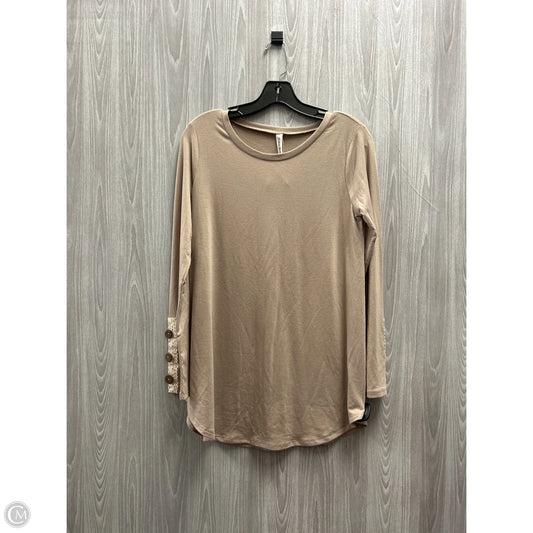 Top Long Sleeve By Cme In Taupe, Size: S