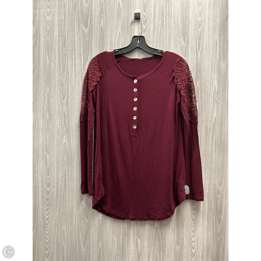 Top Long Sleeve By Cme In Maroon, Size: S