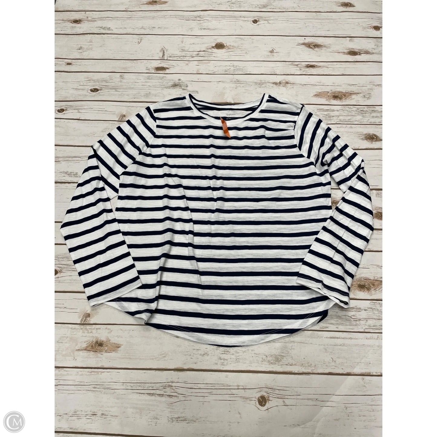 Top Long Sleeve By Sonoma In Blue & White, Size: Xxl