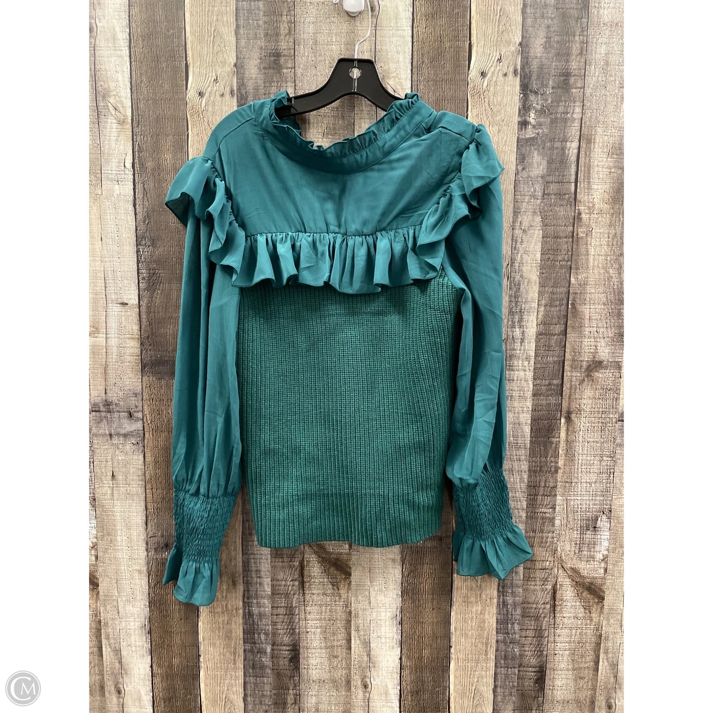 Top Long Sleeve By Cme In Green, Size: L