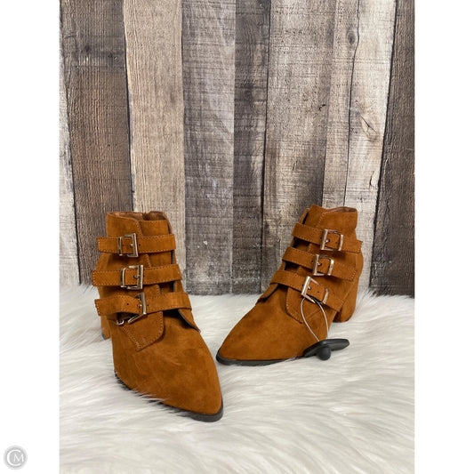 Boots Ankle Heels By Bamboo In Brown, Size: 7.5