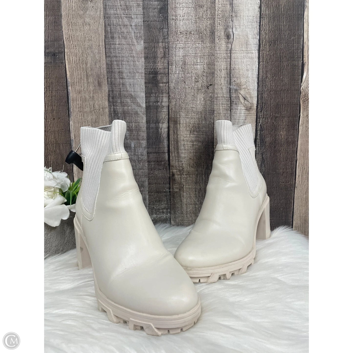 Boots Ankle Heels By Mix No 6 In Ivory, Size: 8.5