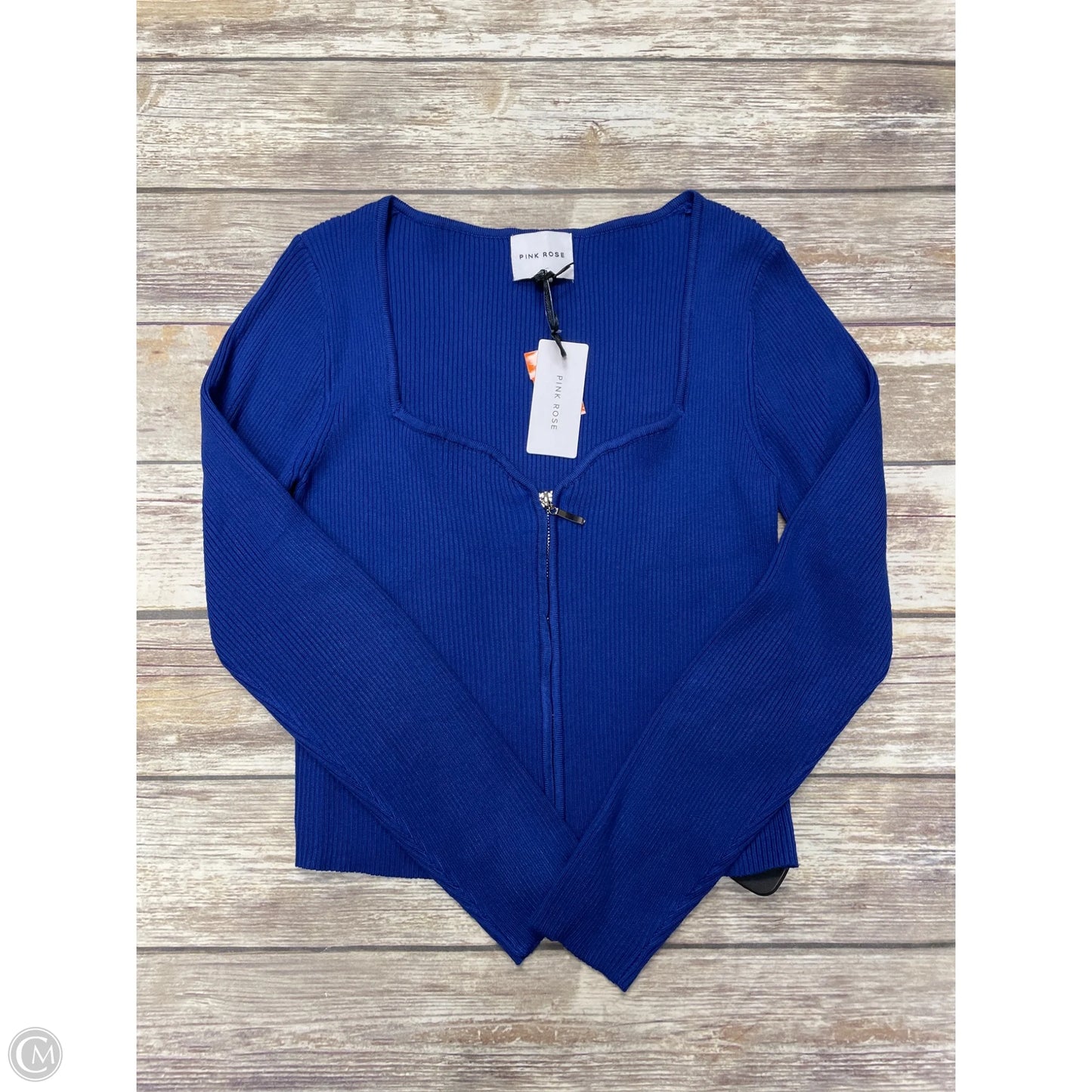 Top Long Sleeve By Pink Rose In Blue, Size: L