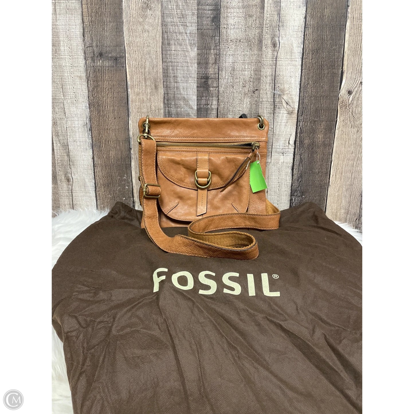 Crossbody Leather By Fossil, Size: Medium