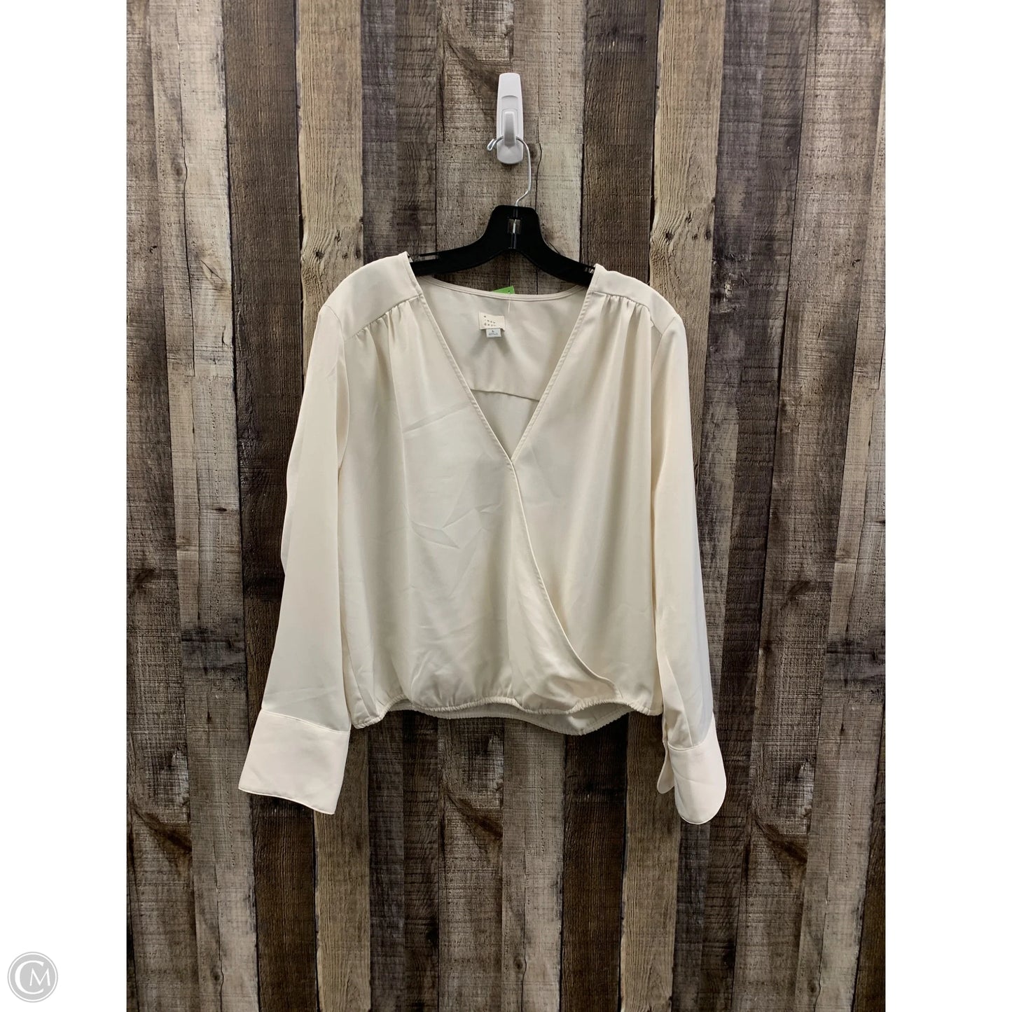 Top Long Sleeve By A New Day In Ivory, Size: L