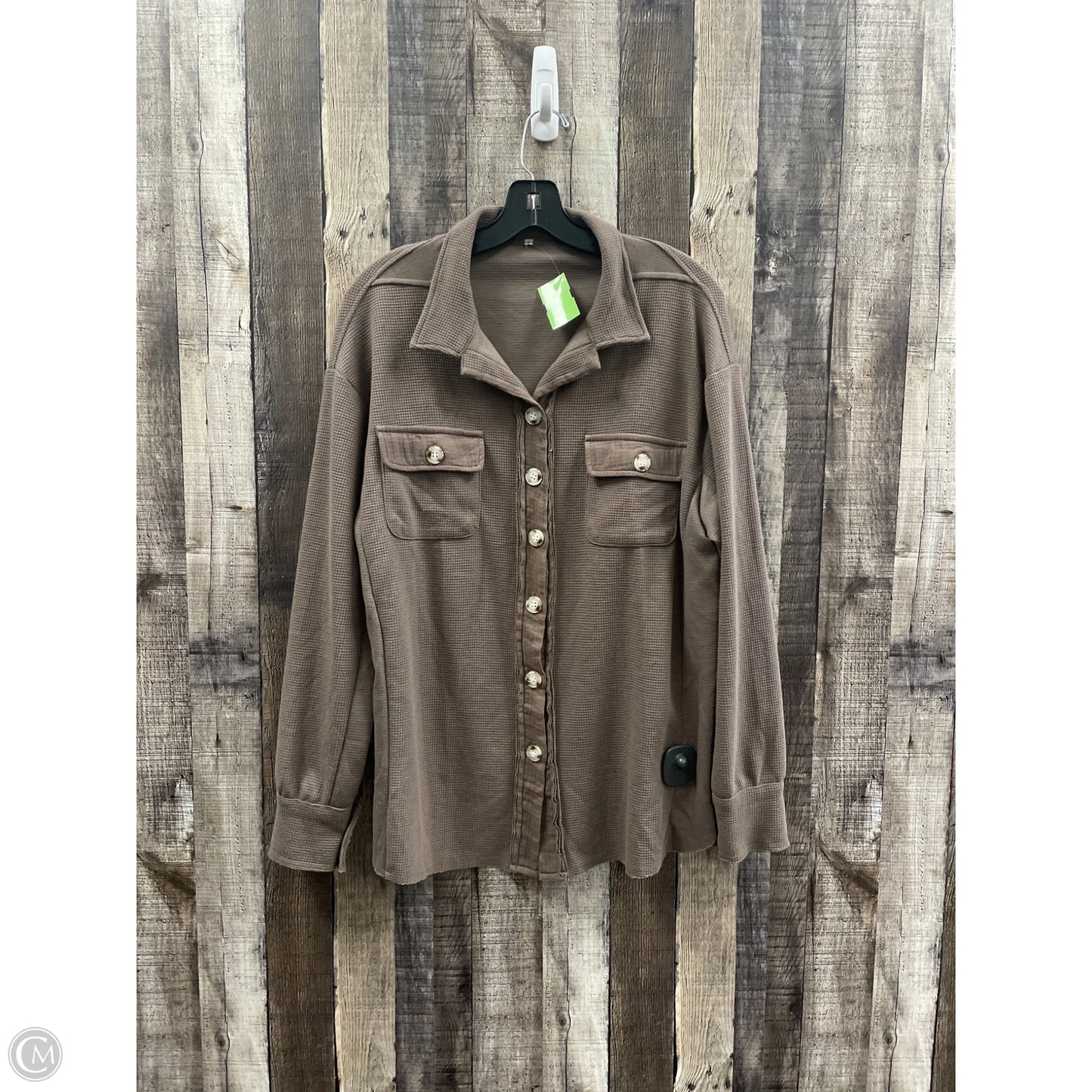 Top Long Sleeve By Cmf In Taupe, Size: L
