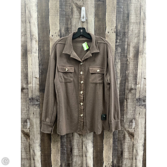 Top Long Sleeve By Cmf In Taupe, Size: L