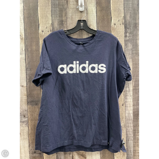 Athletic Top Short Sleeve By Adidas In Navy, Size: 2x