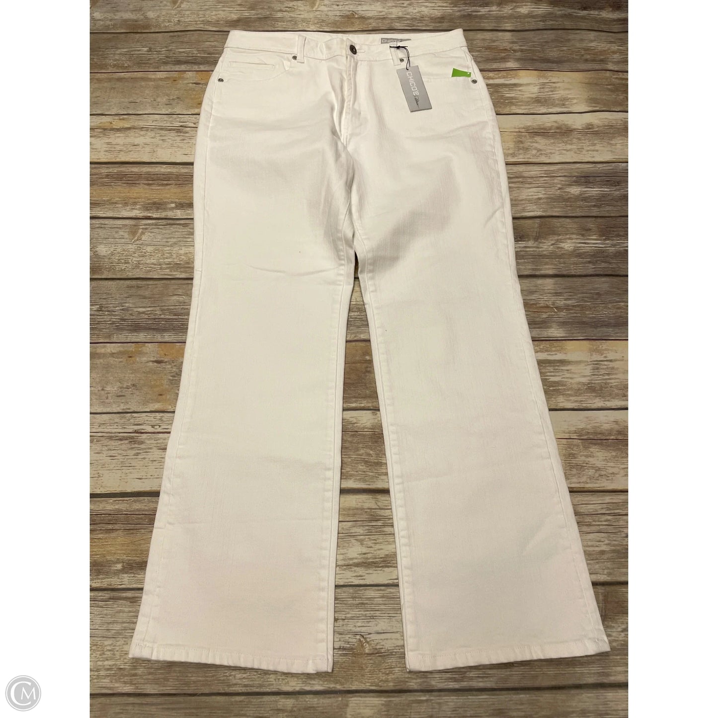 Jeans Straight By Chicos In White Denim, Size: 14