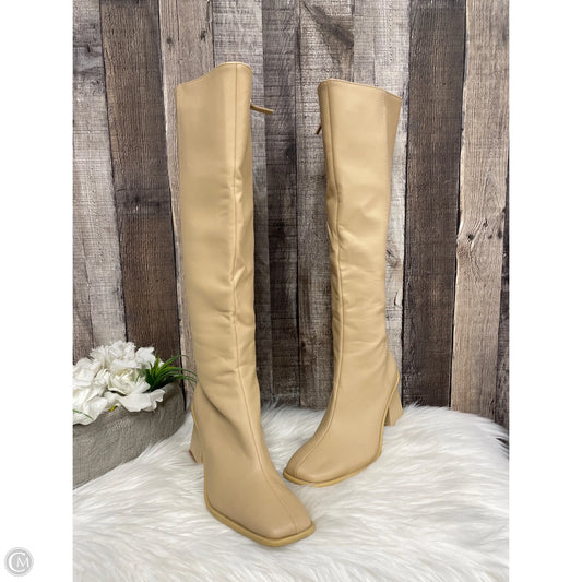Boots Knee Heels By Cme In Tan, Size: 8