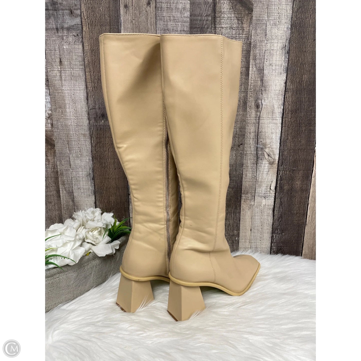 Boots Knee Heels By Cme In Tan, Size: 8