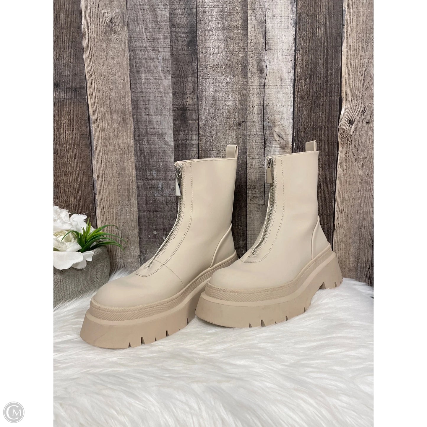 Boots Ankle Heels By Cme In Taupe, Size: 8